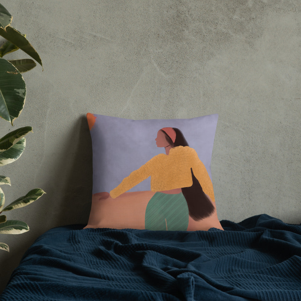 “ When the Sun Interrupts the Moon” Premium Pillow