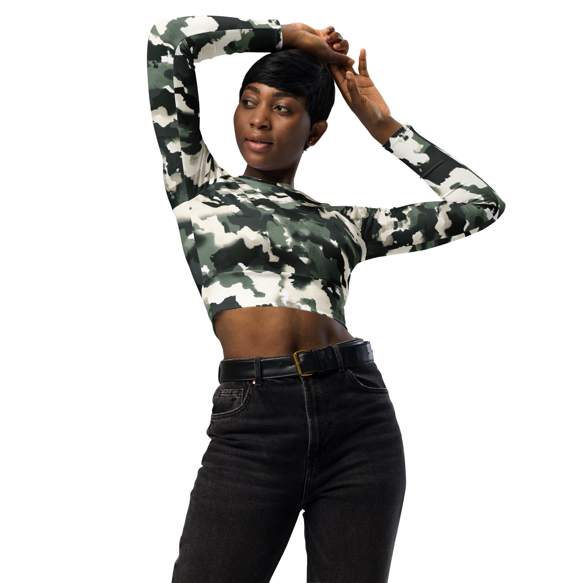 Recycled long-sleeve crop top