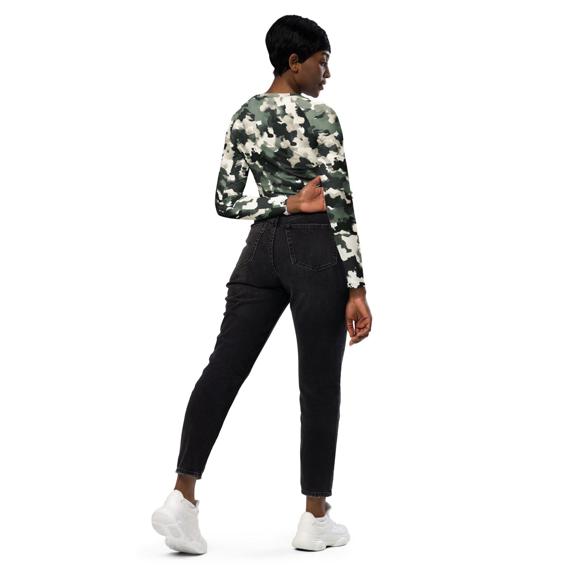 Recycled long-sleeve crop top